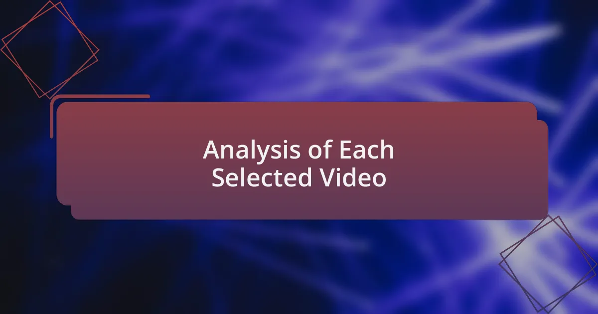 Analysis of Each Selected Video