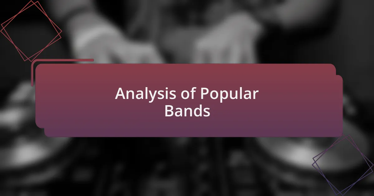 Analysis of Popular Bands