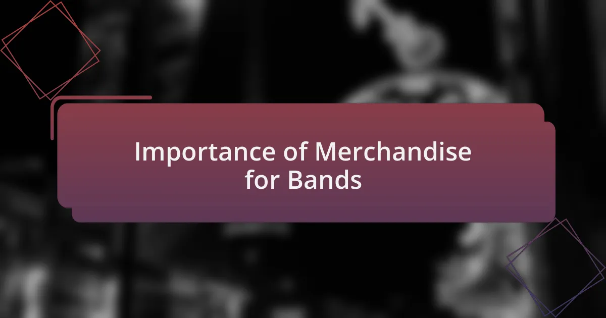 Importance of Merchandise for Bands