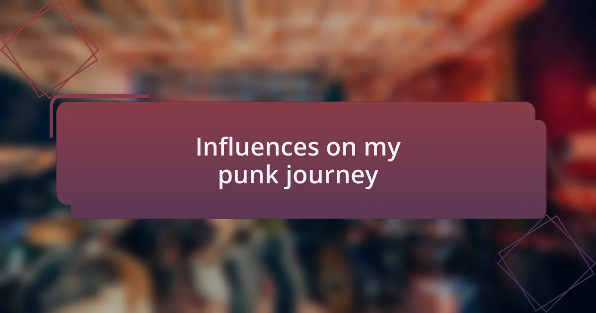 Influences on my punk journey