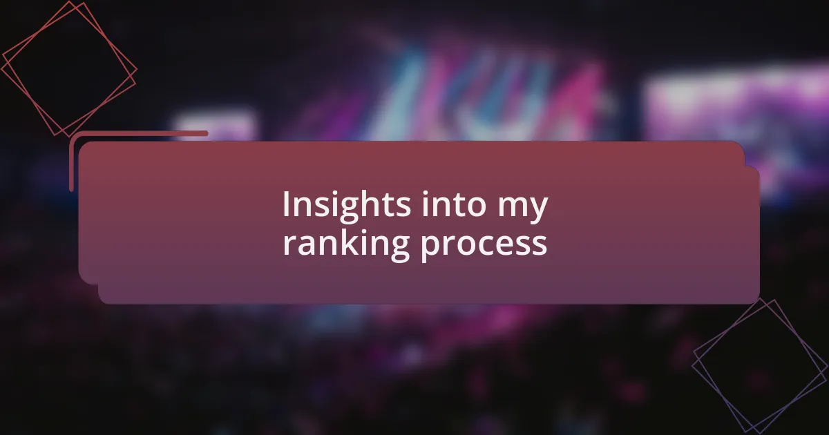 Insights into my ranking process